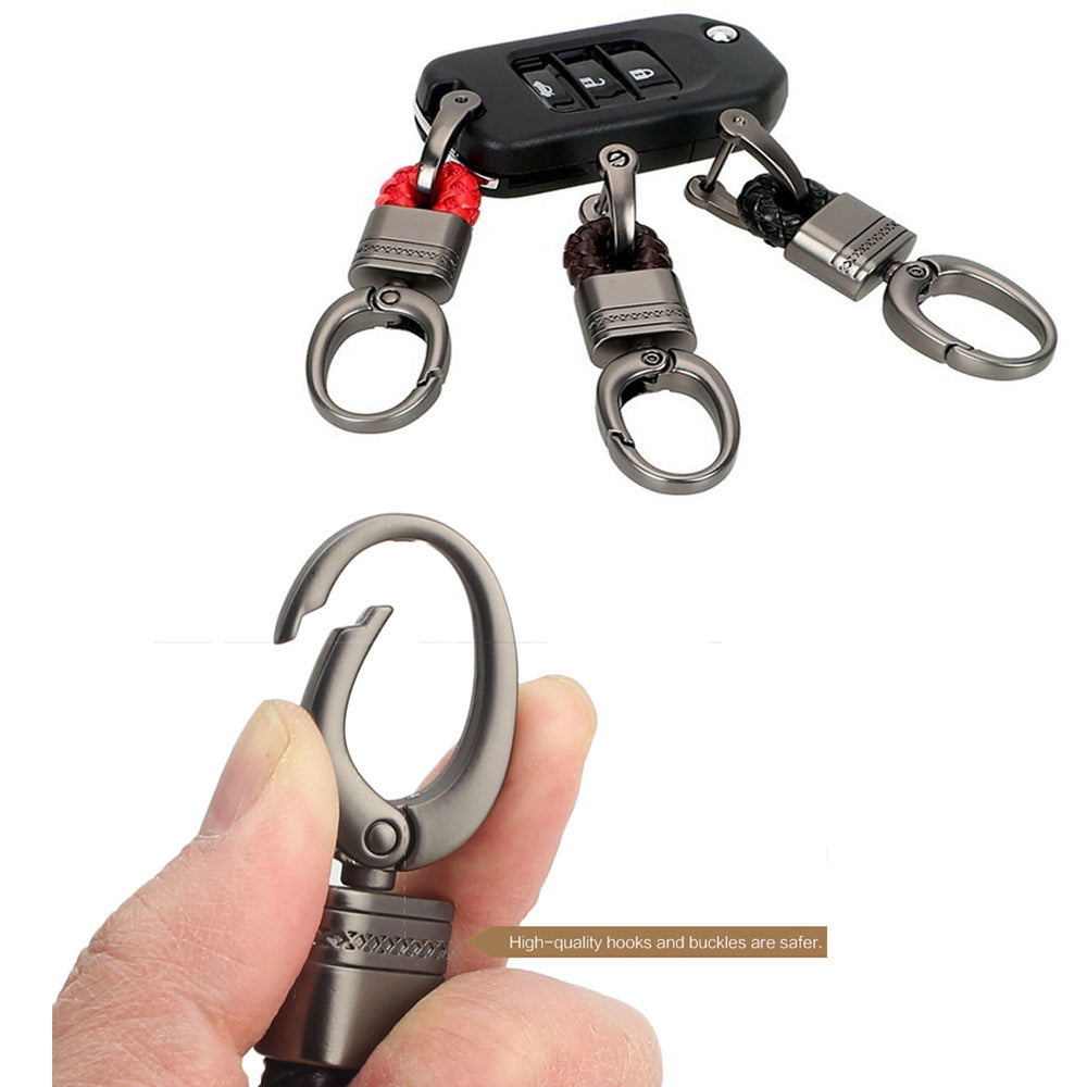 Car Keychain Braided Rope Key Holder Zinc Alloy Automotive Accessories Keys For Men And Women Black Red Coffee