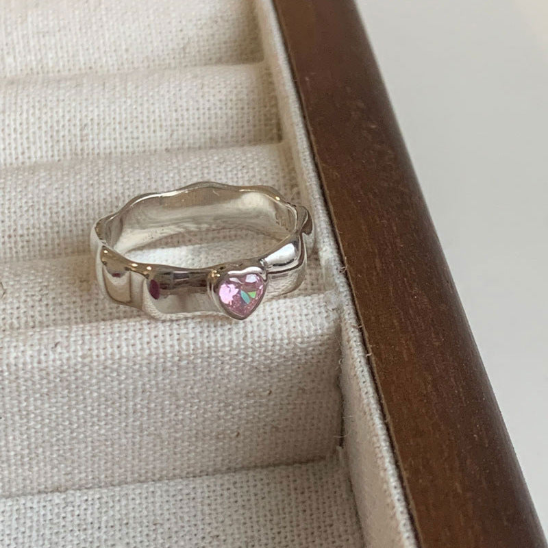 Copper Heart Ring With Zirconia For Women Adjustable Romantic Elegant Heart Shaped Fashion Ring Anniversary XO