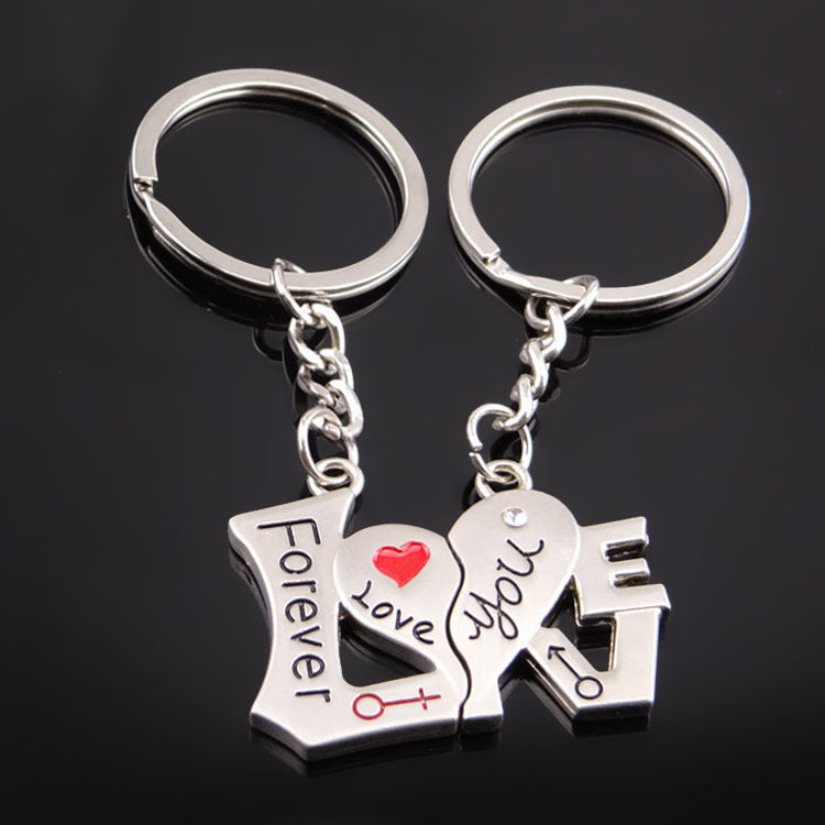 Couple Keychain Metal Key Pendant Silver Gift For Lovers Valentine Day Jewelry Accessory Ideal Gift For Couples