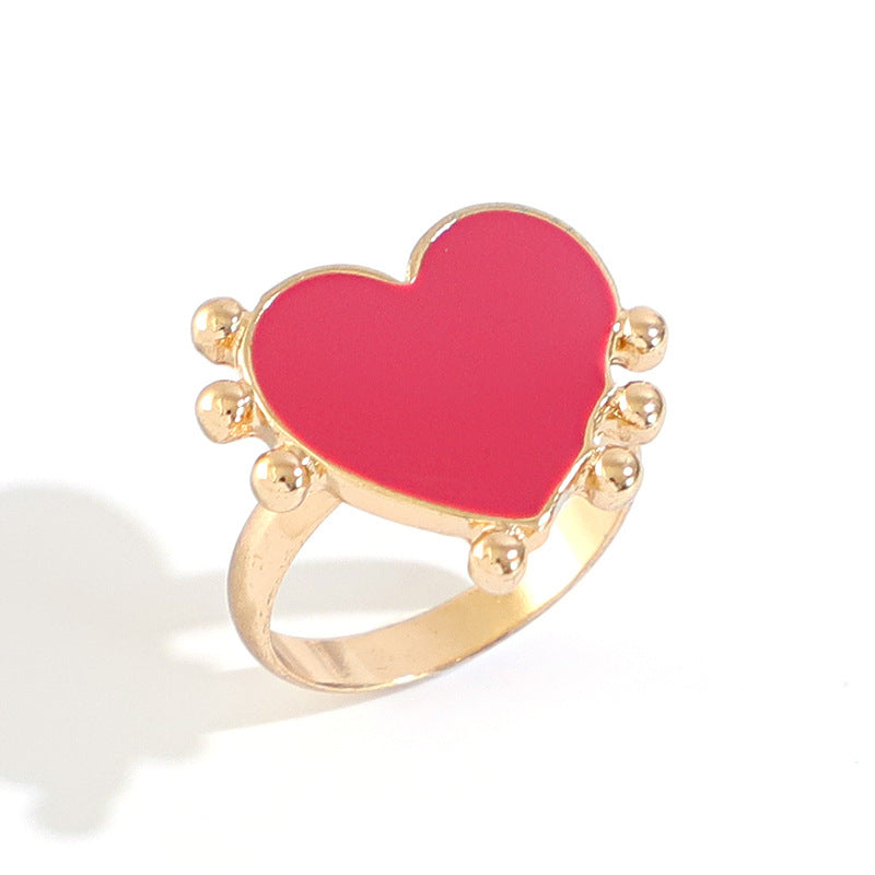 Womens Gold Plated Heart Ring With Love Beads Romantic Design Elegant Jewelry Gift For Her Anniversary GiftNow