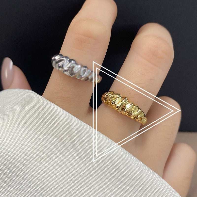 Womens Adjustable Opening Ring Silver Plated Irregular Geometric Ring Korean Version Fashion Trendy Style Gold