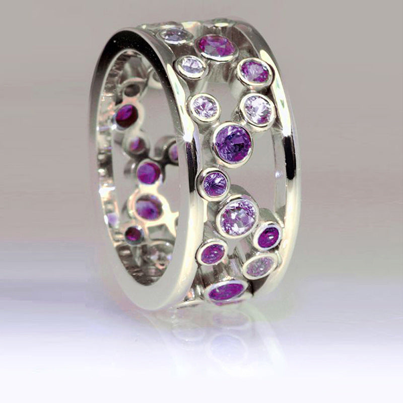 Zircon Openwork Circle Ring Gold Plated Copper Geometric