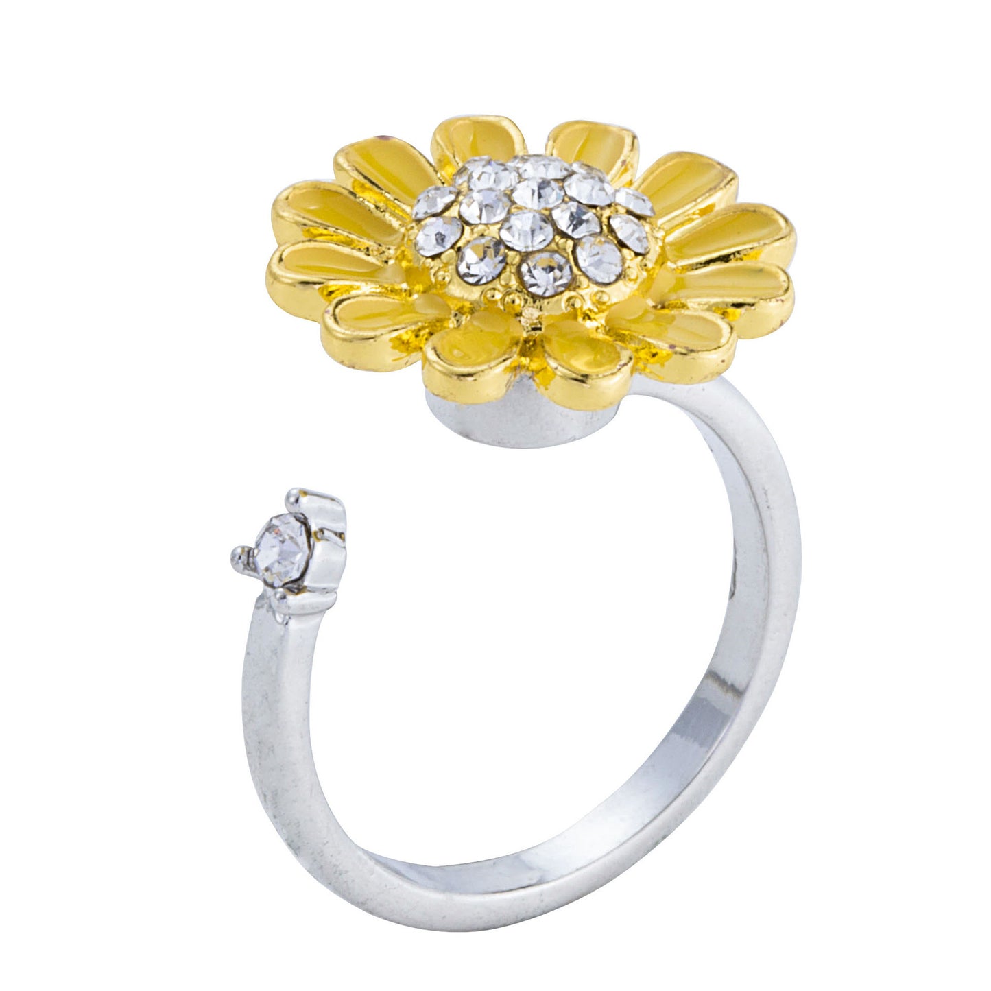 Womens Rotating Flower Ring Alloy Geometric Modern Design Elegant Accessory For Everyday And Special Occasions