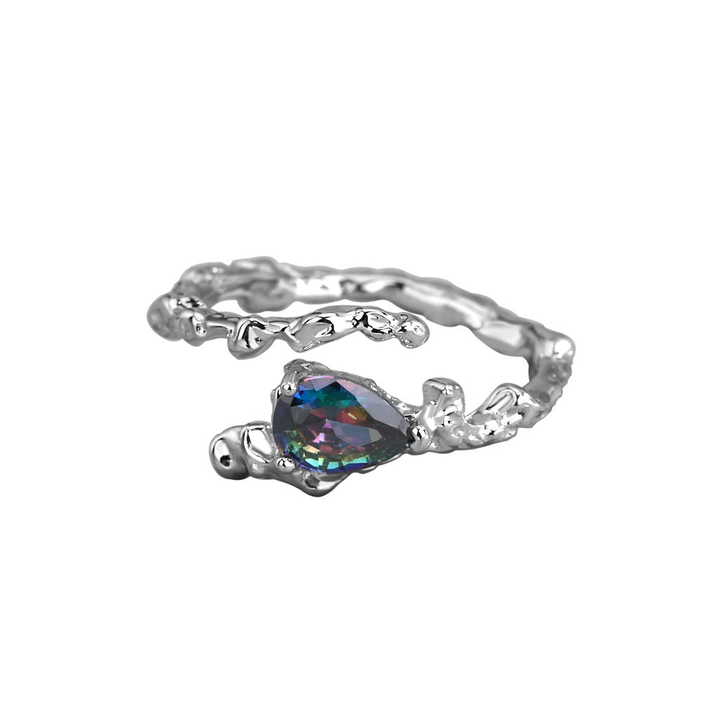 Unisex Adjustable Ring Irregular Colorful Stone Copper Gold Plated Fashion Jewelry For Men Women Durable Daily