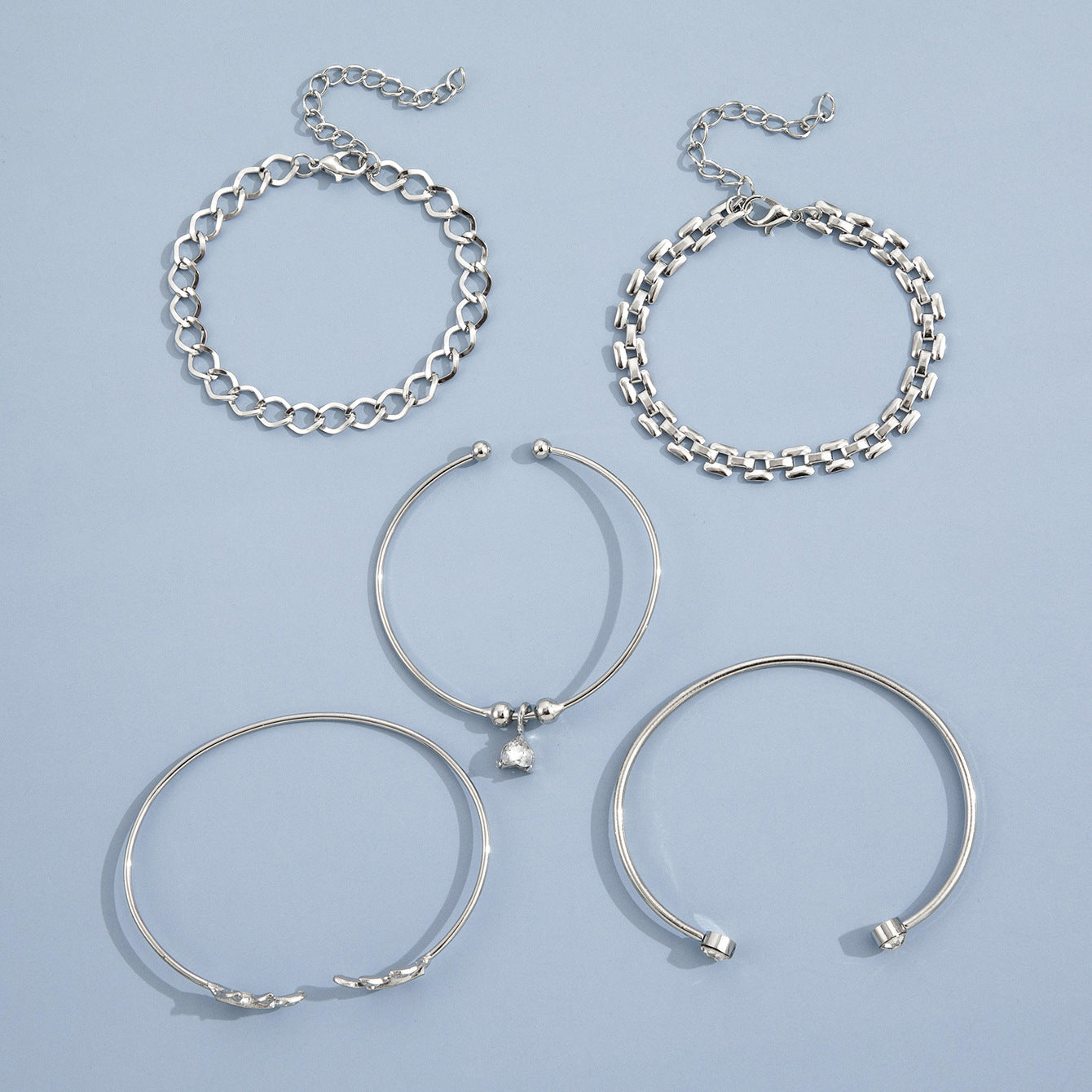 Bracelet Set for Women Rhinestone Beaded 5 Piece Jewelry