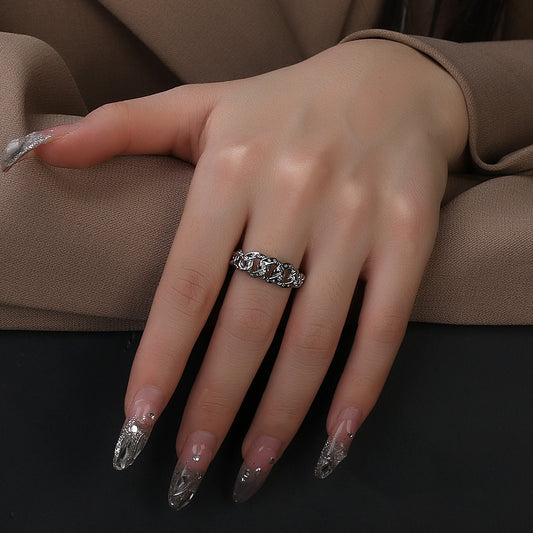 Adjustable Flower Ring Gold Plated Copper Gem Inlaid Unisex