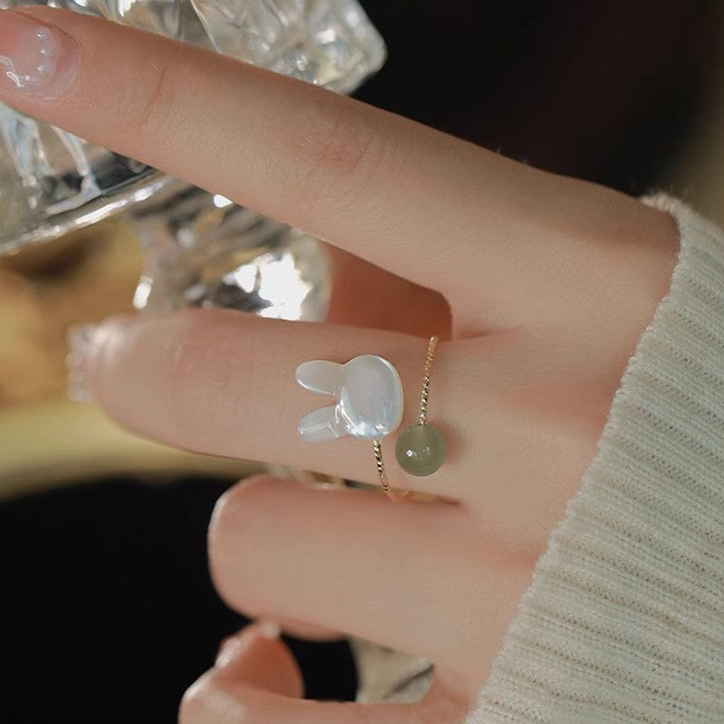 Rabbit Zodiac Sign Copper Ring Open Style Animal Design Gold Tone Ring For Everyday Wear Versatile Jewelry Cute Gift