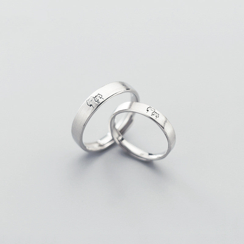 Cat Couple Rings Matching Set For Him And Her Copper Platinum Plated Ancient Method Crafted Opening Copper For