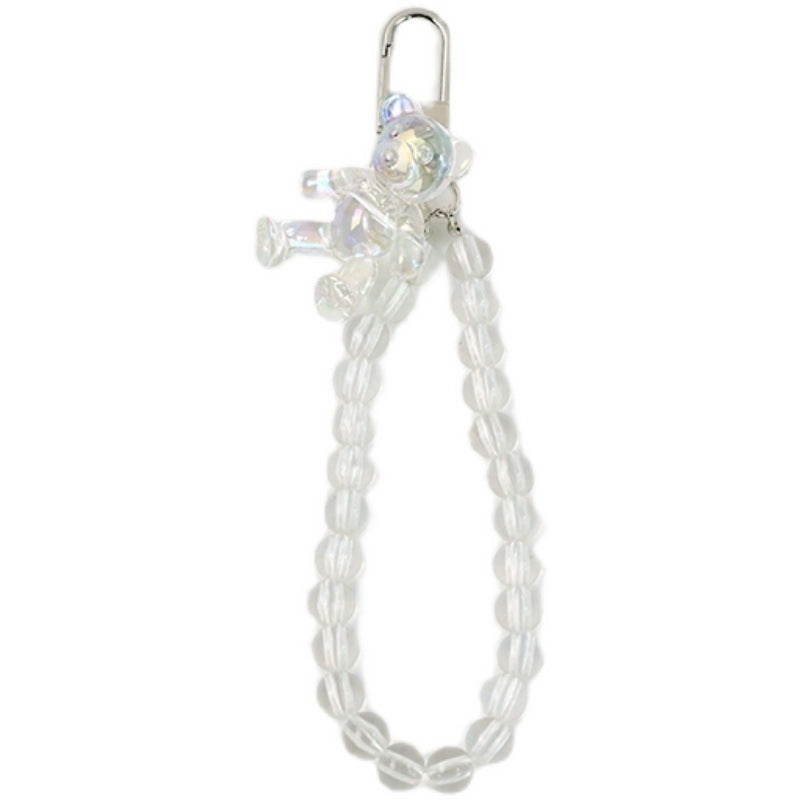 Acrylic Keychain Cartoon Bear or Butterfly Clear Charm with Durable Cotton Thread and Protective Case Key Ring