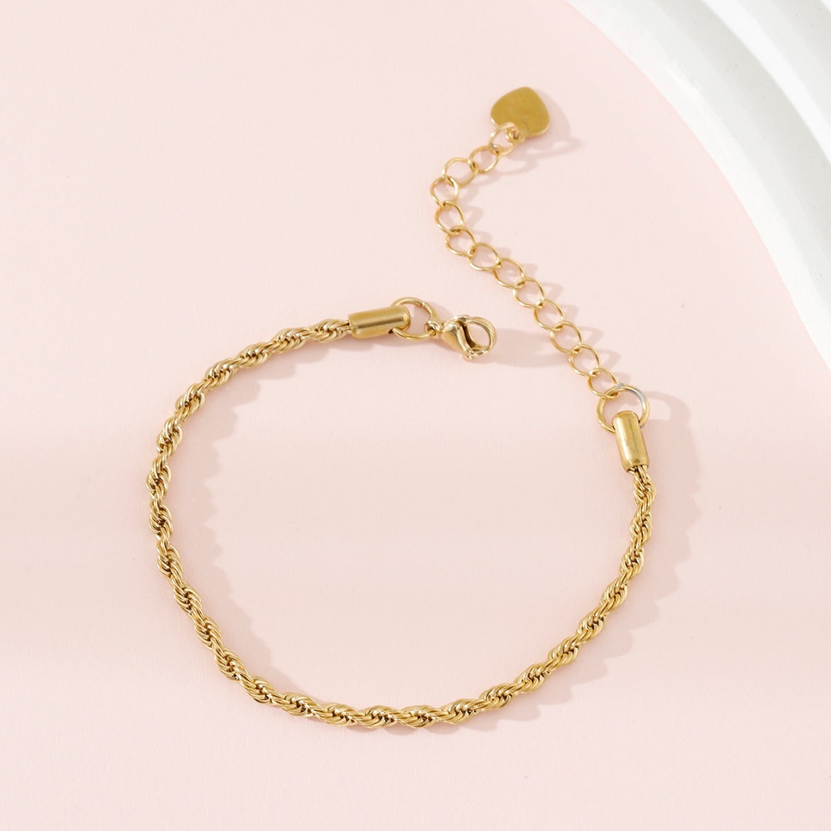 Womens Stainless Steel Peach Heart Bracelet Geometric Line