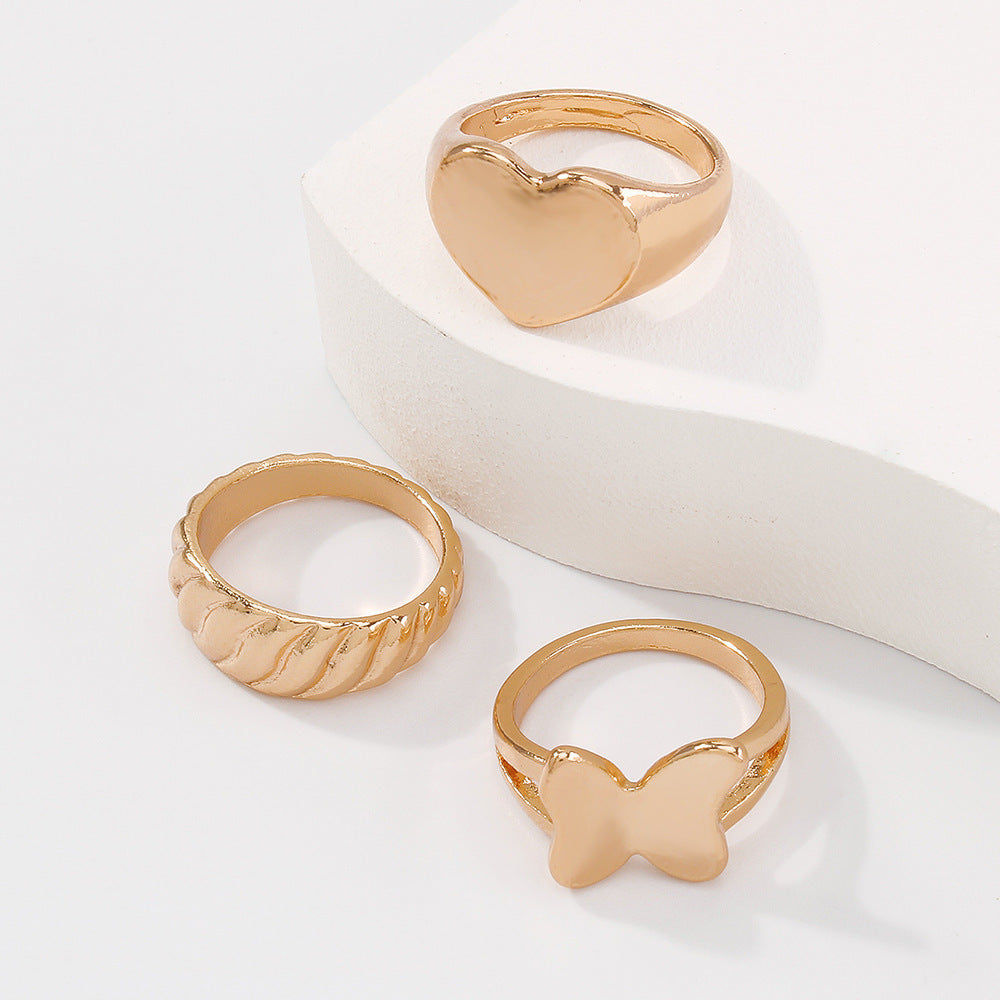 Butterfly Joint Ring European Geometric Design Electroplated Individually Packed Holiday Gift Fashionable Ring