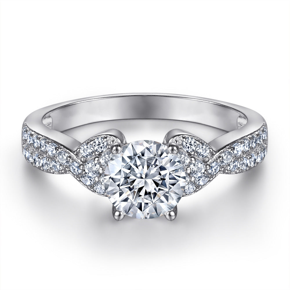 Womens Sterling Silver Crown Rings Two In One With Inlaid Zircons Diamonds Polished Finish For Her Fashionable