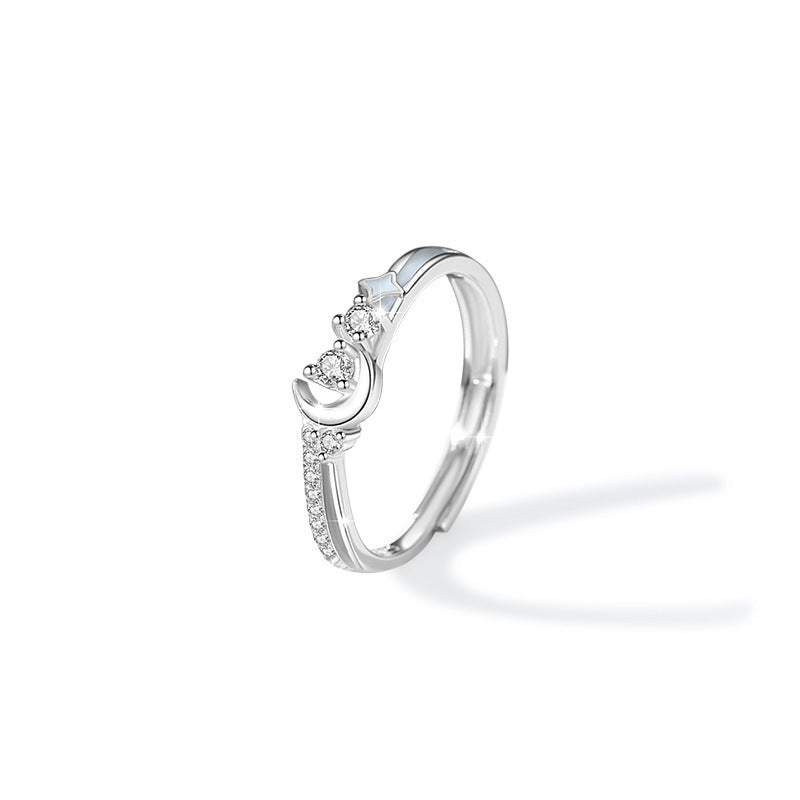 Couple Rings Adjustable Star Matching Rings Lovers Luminous Copper Rings Electroplated Anniversary Gifts Starry