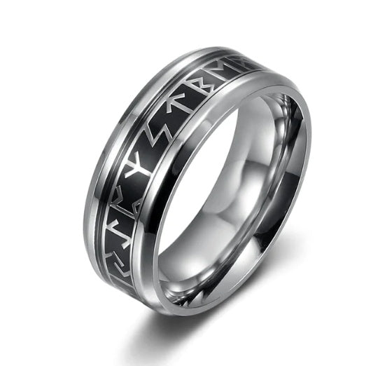 Viking Elder Futhark Rune Ring Stainless Steel Handcrafted Norse Jewelry Gift For Him And Her Beowulf Inspired Style
