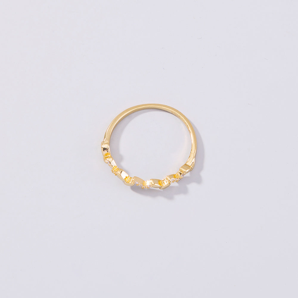 Adjustable Copper Ring With Branch And Leaf Design And Sparkling Zircon Stones Retro European American Inspired Jewelry