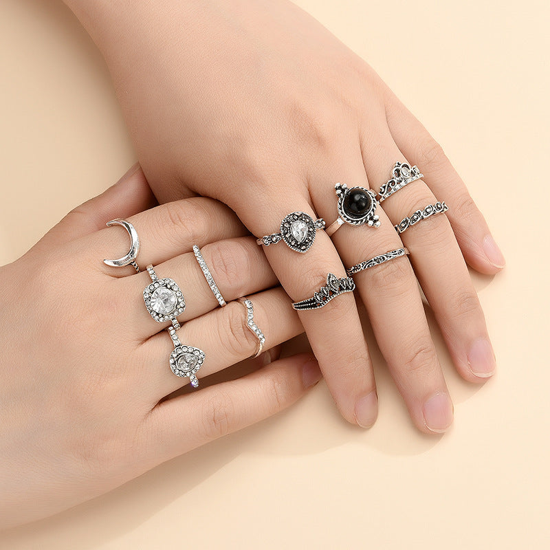 Geometric Ring Set For Women Stackable Alloy Knuckle Rings Electroplated Everyday Jewelry Gift Ready In Stores