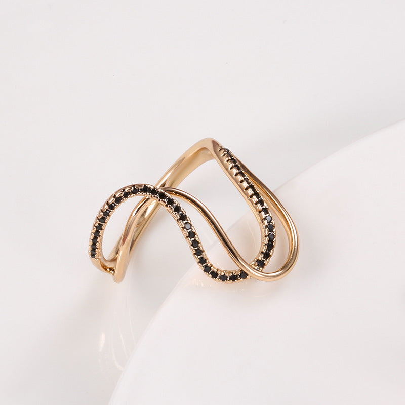 Women's Micro Inlaid Zircon Ring Gold Plated Copper Flower Design Fashion Jewelry Sparkle For Everyday Glam Up