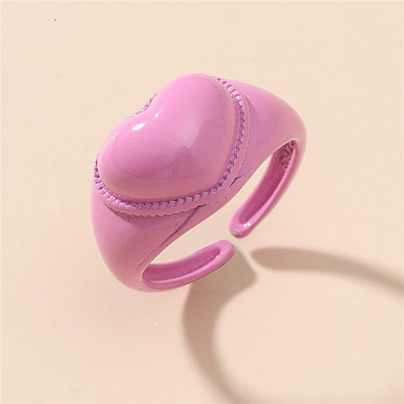 Adjustable Heart Ring For Women Alloy Chic Heart Shaped Jewelry Ring Daily Wear Gift For Her Trendy Everyday Jewelry