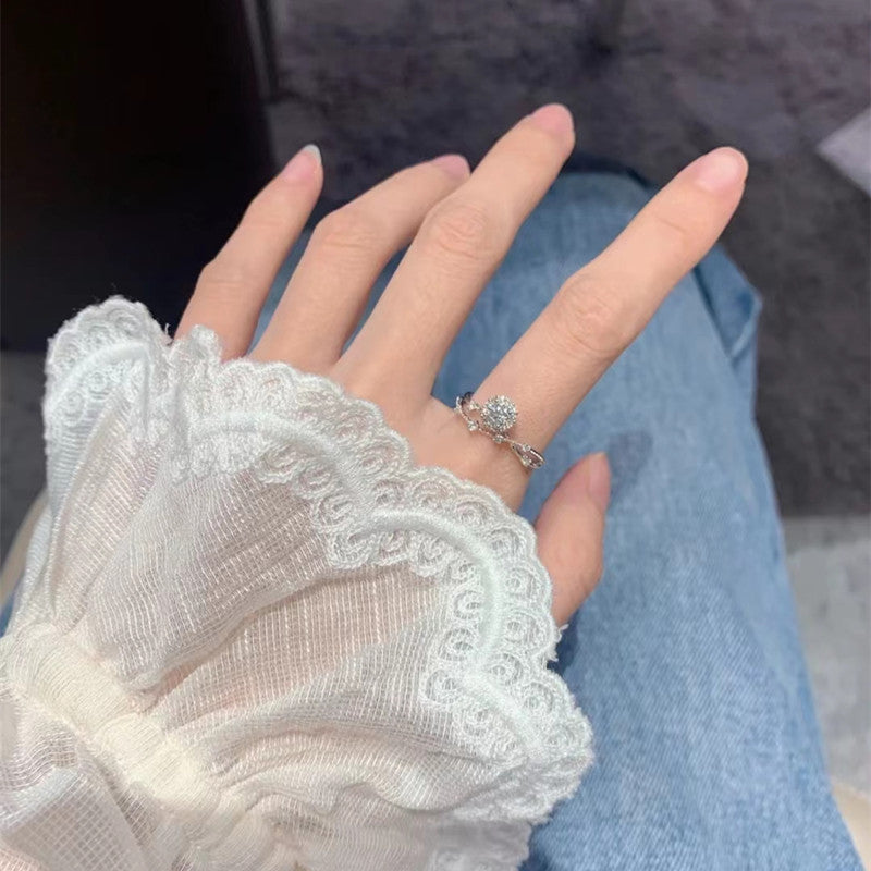 Adjustable Open Ring Copper Crown With Electroplating Finish Round Fairy Design For Women Girls Elegant Accessory