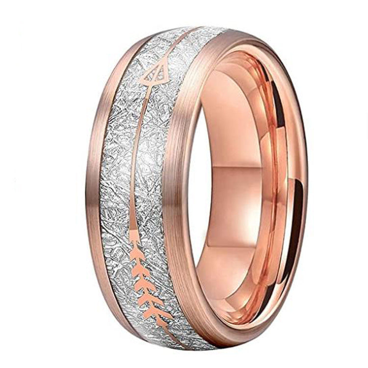 Stainless Steel Meteorite Sand Ring Rose Gold Wedding Bands for Men and Women with Elegant Design Matte Finish