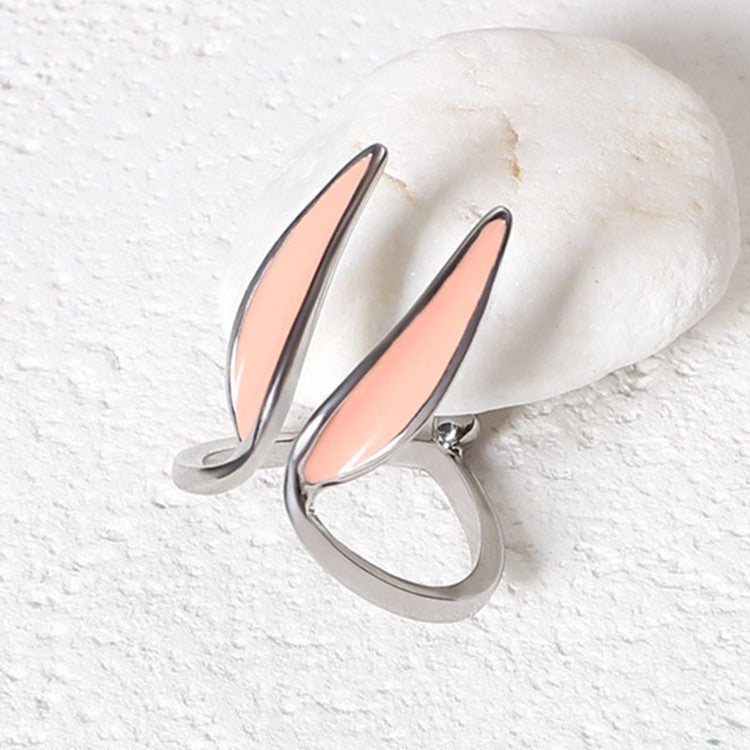 Womens Animal Ring With Cute Rabbit Ears Korean Fashion Alloy Ring Electroplated Jewelry Gift Idea For Her Chic
