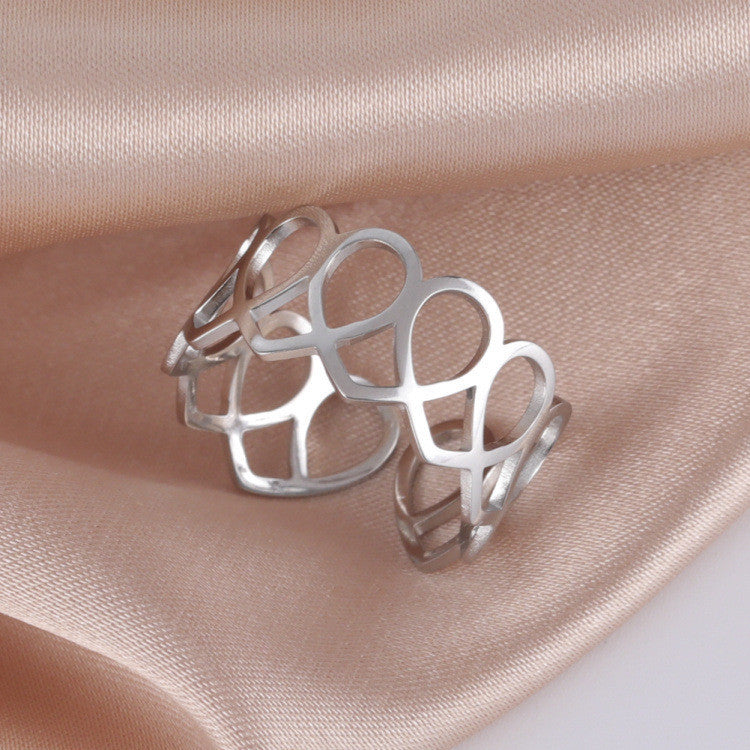 Cat Kitten Ring Stainless Steel Jewelry Adjustable Opening Geometric Design Fashion Ring For Women And Girls Gift