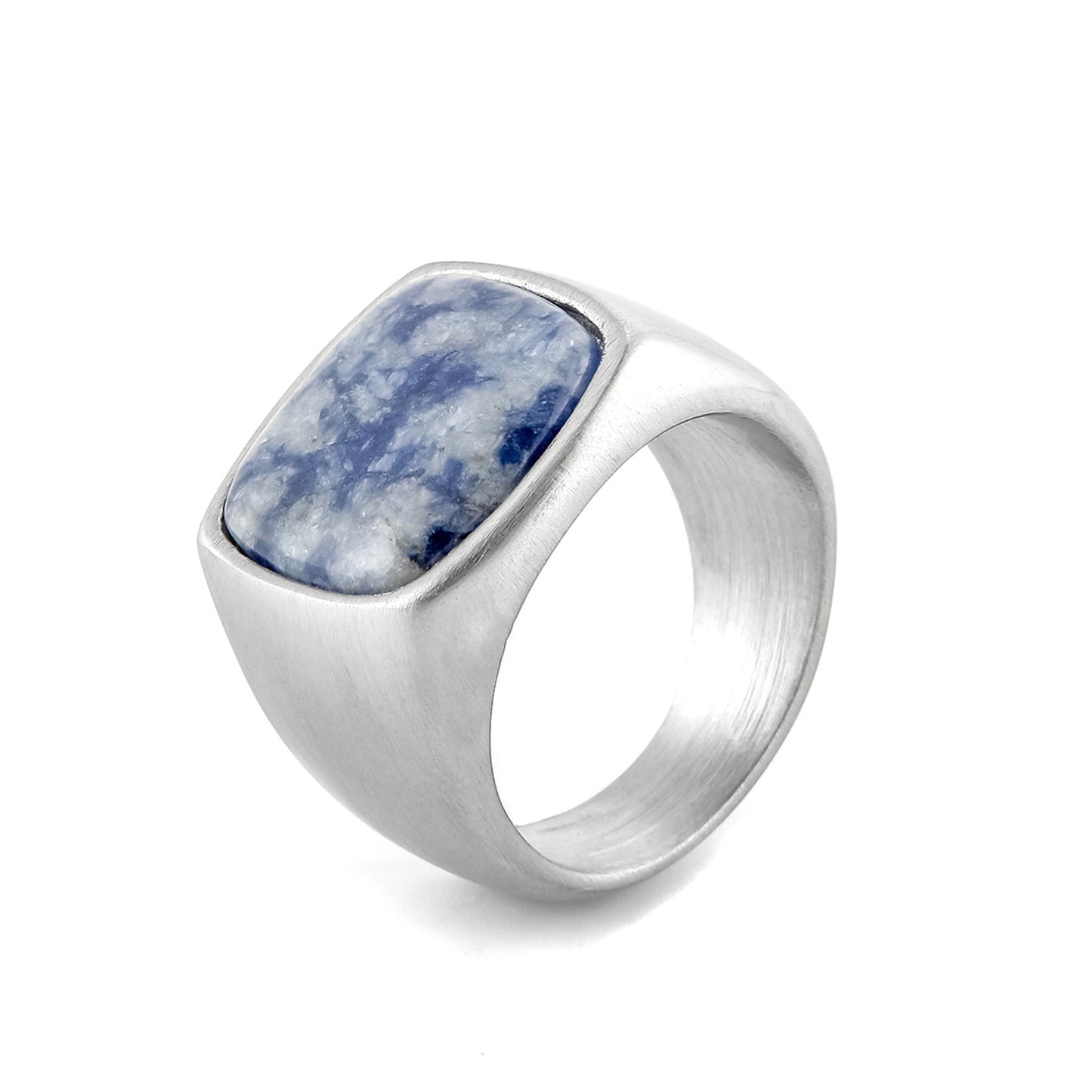 Mens Stainless Steel Ring Black Agate Geometric Design European American Casting Ring Gift For Trade Fairs Now