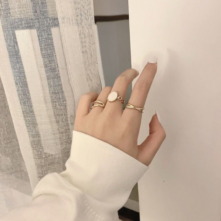 Geometric Open Ring Set Of 3X Adjustable Metal Rings For Women Minimalist Korean Fashion Jewelry Gifts For Her