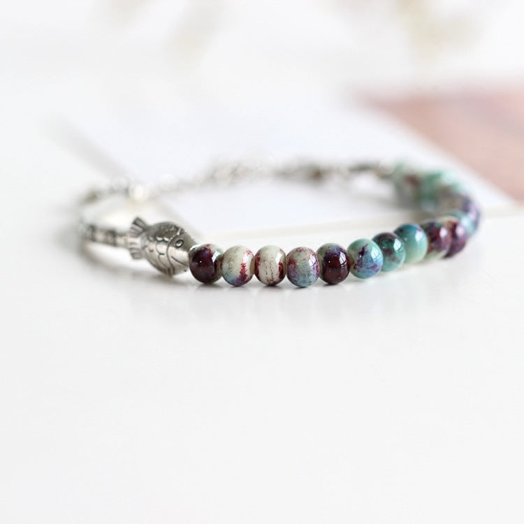 Adjustable Woven Ceramic Bracelet for Women and Girls Ethnic Braided Fashion Jewelry with Boho Charm and Shine