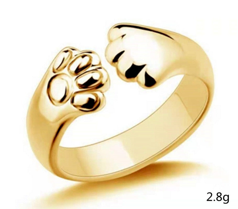 Bear Paw Adjustable Ring Animal Alloy Band Jewelry Gold