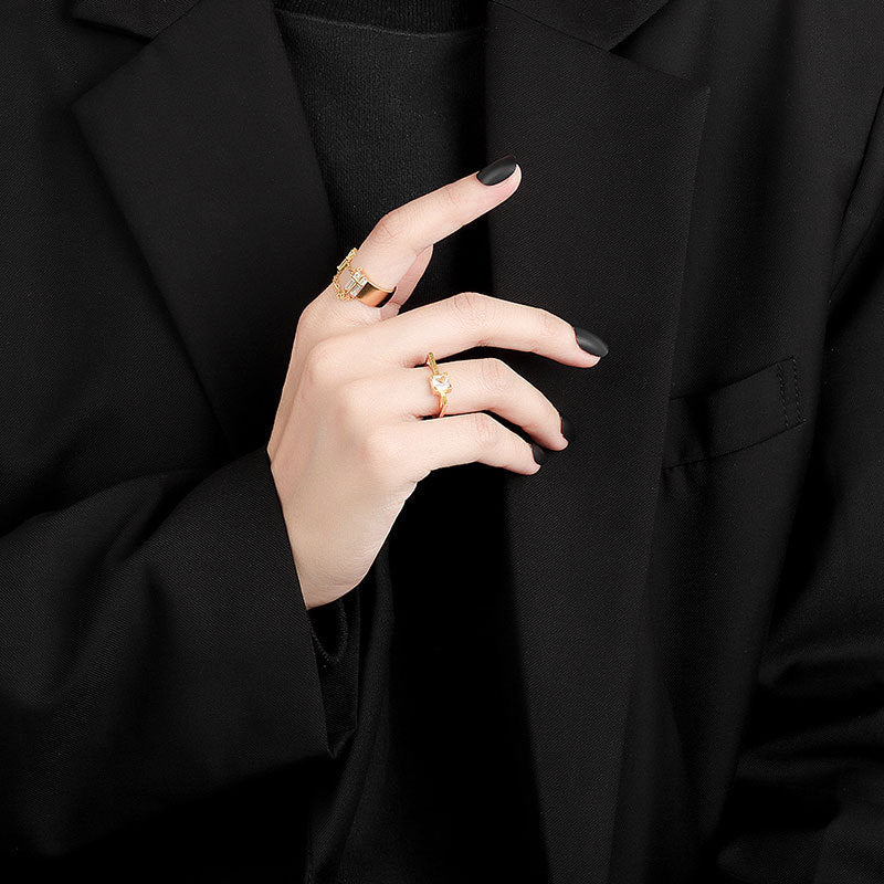 Adjustable Geometric Copper Ring Electroplated Finish Trendy Fashion Accessory For Women And Men Durable Wear Youth Gift