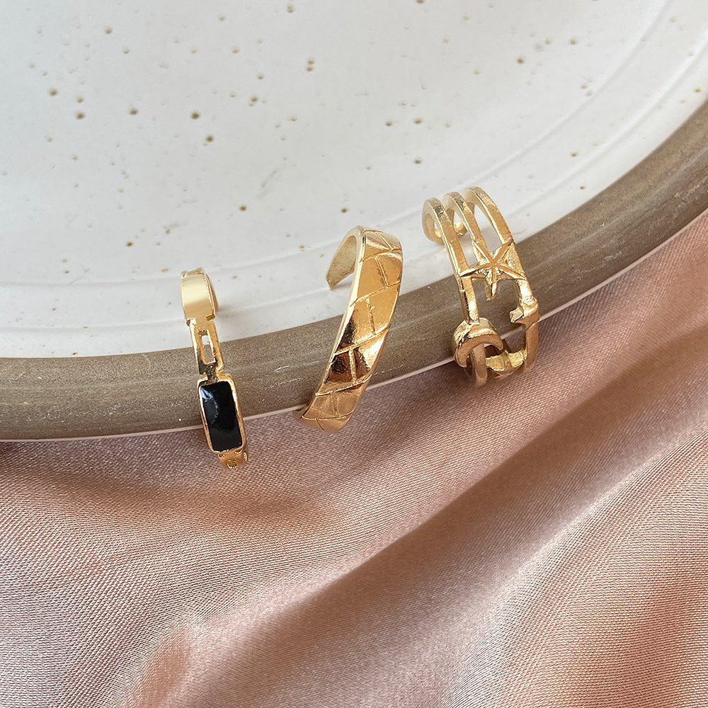 Womens Rings Set With Stars And Moon Design Geometric Metal Electroplated Jewelry For Weddings Ideal Gift Idea