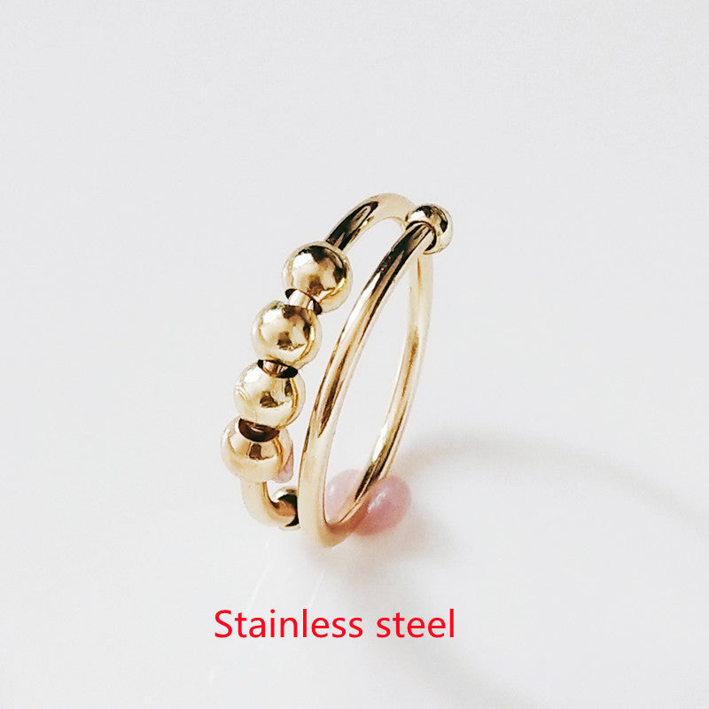 Adjustable Alloy Ring With Turning Beads For Stress Relief