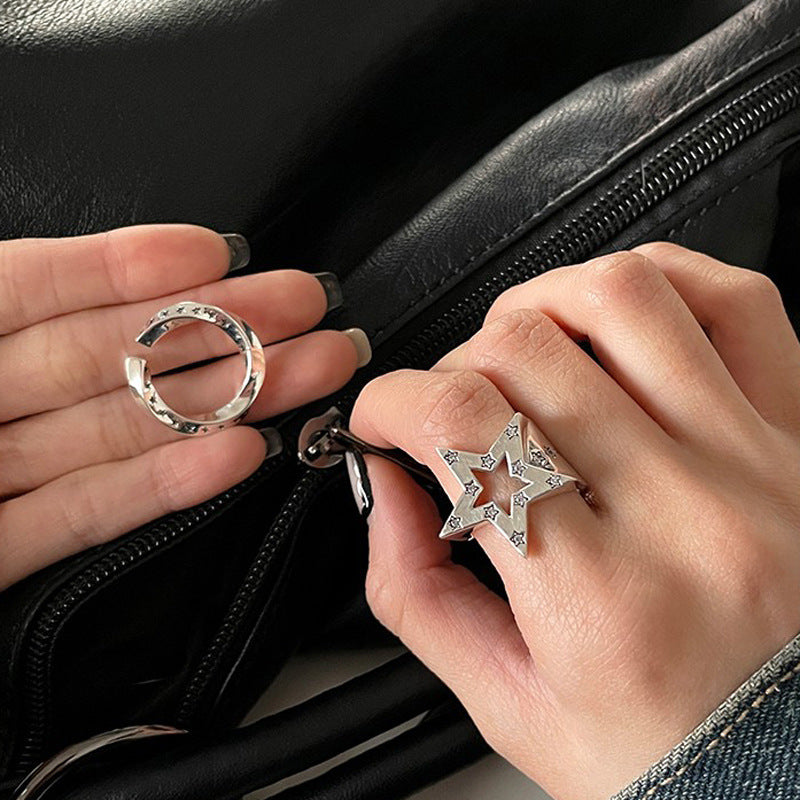 Copper Geometric Ring With Irregular Pentagram Mobius Design For Women And Girls Niche Jewelry Trendy Gem Ring