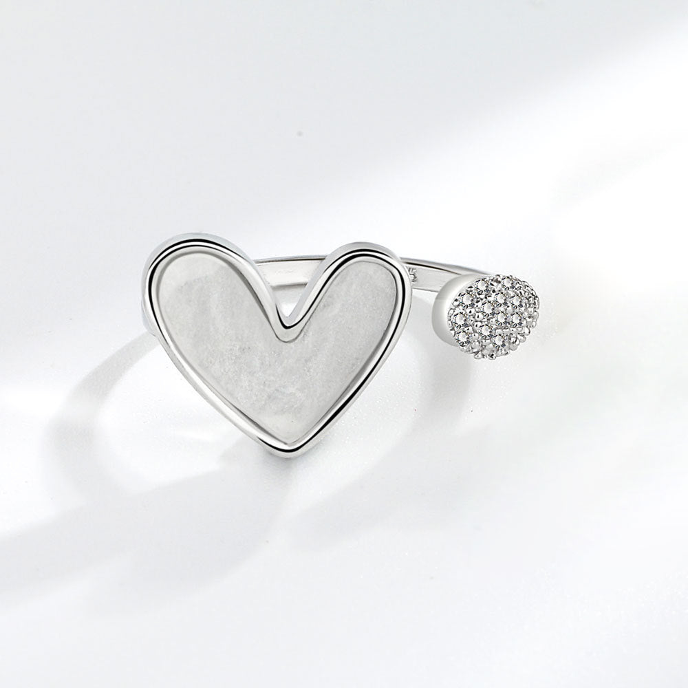 Adjustable Love Heart Ring Geometric Design With Micro Zircon Copper Ring Oil Ring For Women Girls Yellow Gold