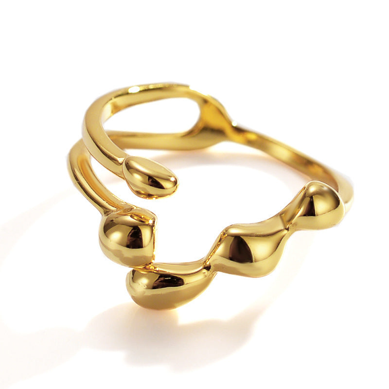Womens Sterling Rings 925 Irregular Geometric Ring With Electroplated Gold Finish Adjustable Open Band Jewelry