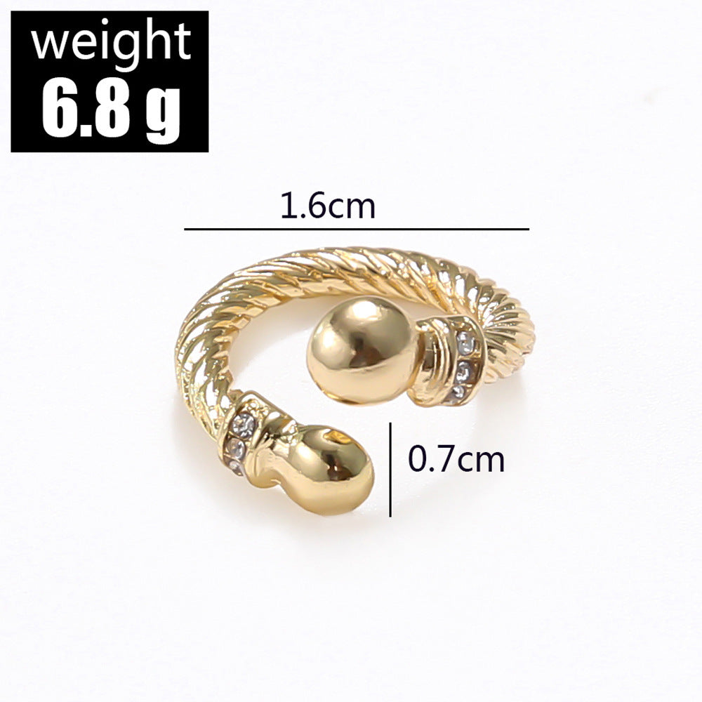 Womens Twist Ring Irregular Ball Alloy Index Finger Ring European American Fashion Ring European Fashion Style
