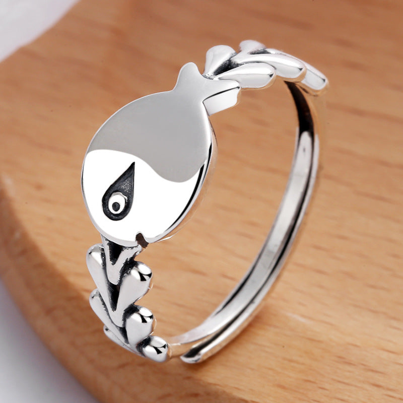 Womens Silver Fish Ring Adjustable Opening Unique Design Face Width 0 9cm Individually Packed Jewelry Gift Box