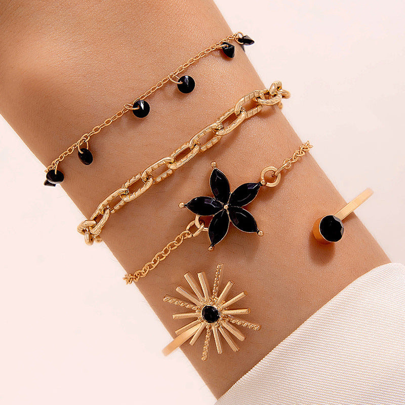 Unisex Retro Butterfly Bracelet With Diamond Studded Accents Hollow Four Layer Alloy Zodiac Vintage Collection