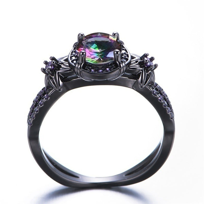 Women Geometric Ring Black Gold Skull Purple Zircon Minimalist Alloy Electroplated Fashion Statement Ring Style