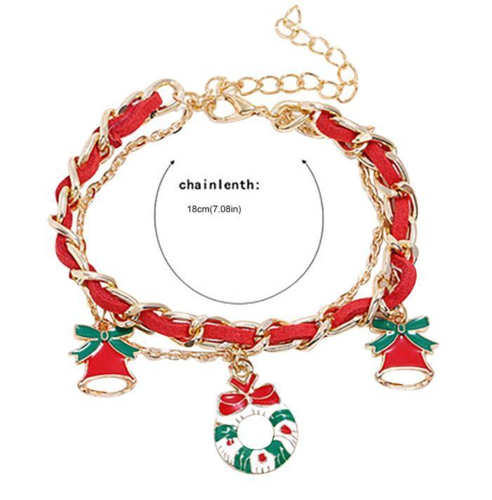 Womens Snowflake Bracelet Christmas Tree Charm Alloy Bracelet Geometric Drip Oil Fashion Holiday Jewelry Gifts