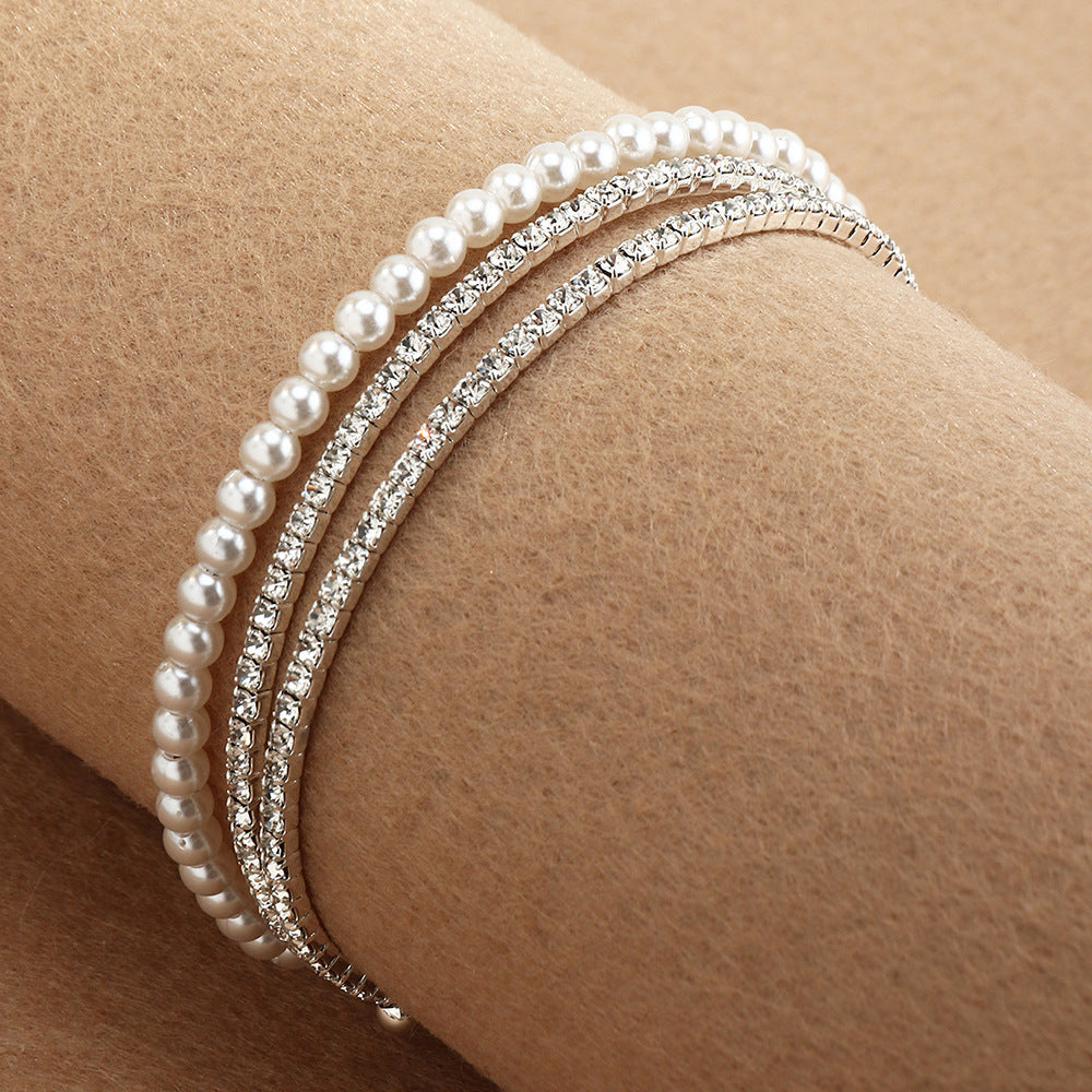 Womens Geometric Alloy Bracelet Diamond Inlays Anniversary