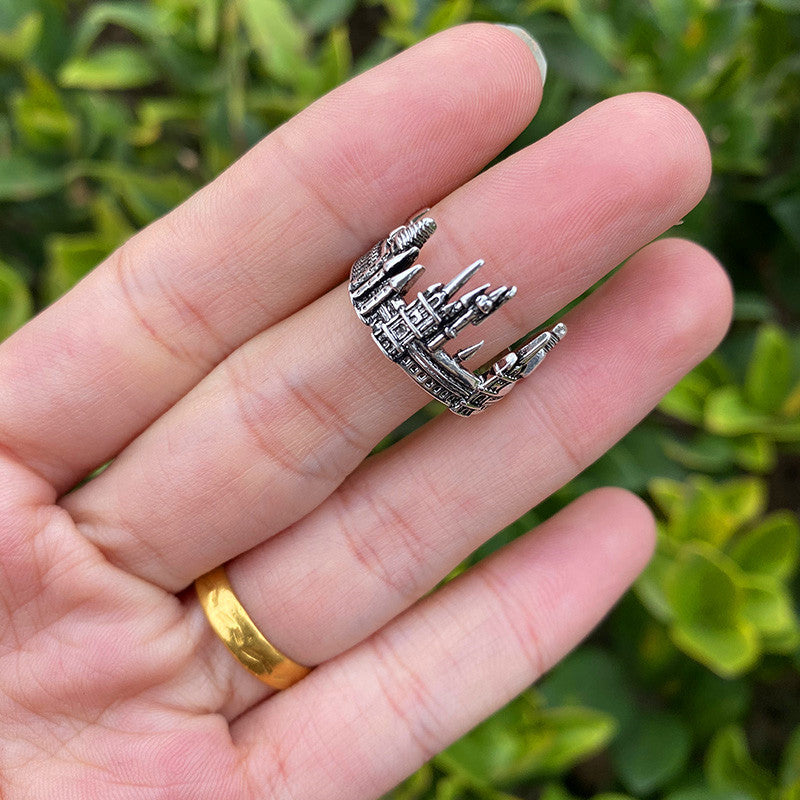 Copper Crown Ring Carved Three Dimensional Retro Jewelry For Women And Men Durable Black Silver Size 7 8 9 Ring