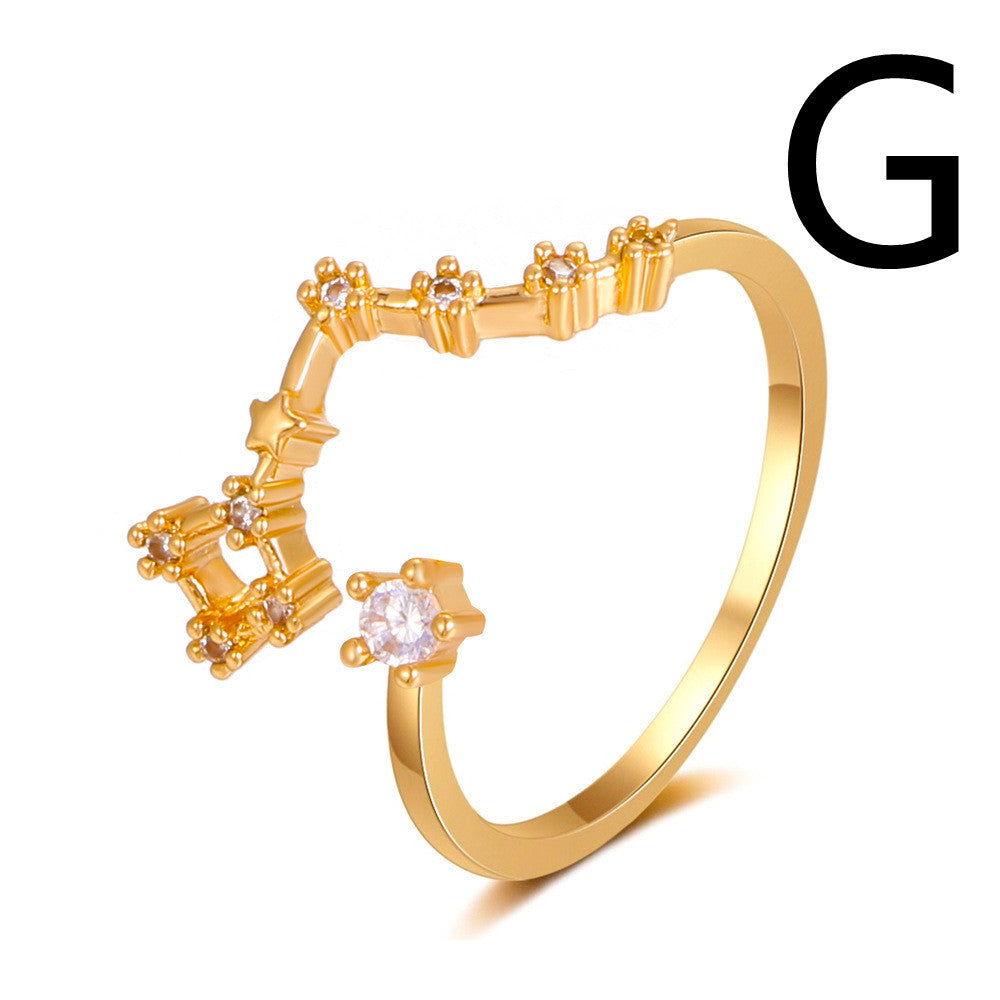 Celestial Gold Ring With Copper Inlay And Zircon Stones