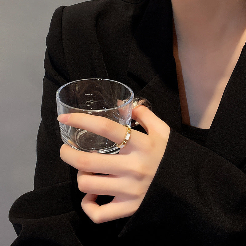 Copper Geometric Ring Adjustable Opening Retro Style For Women Lightweight Fashion Jewelry Gift Sleek Everyday Accessory