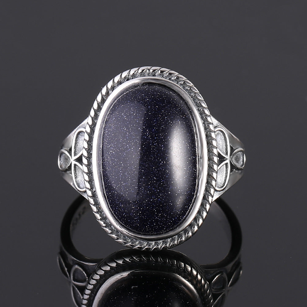 Women's Vintage Blue Sand Aventurine Fashion Ring