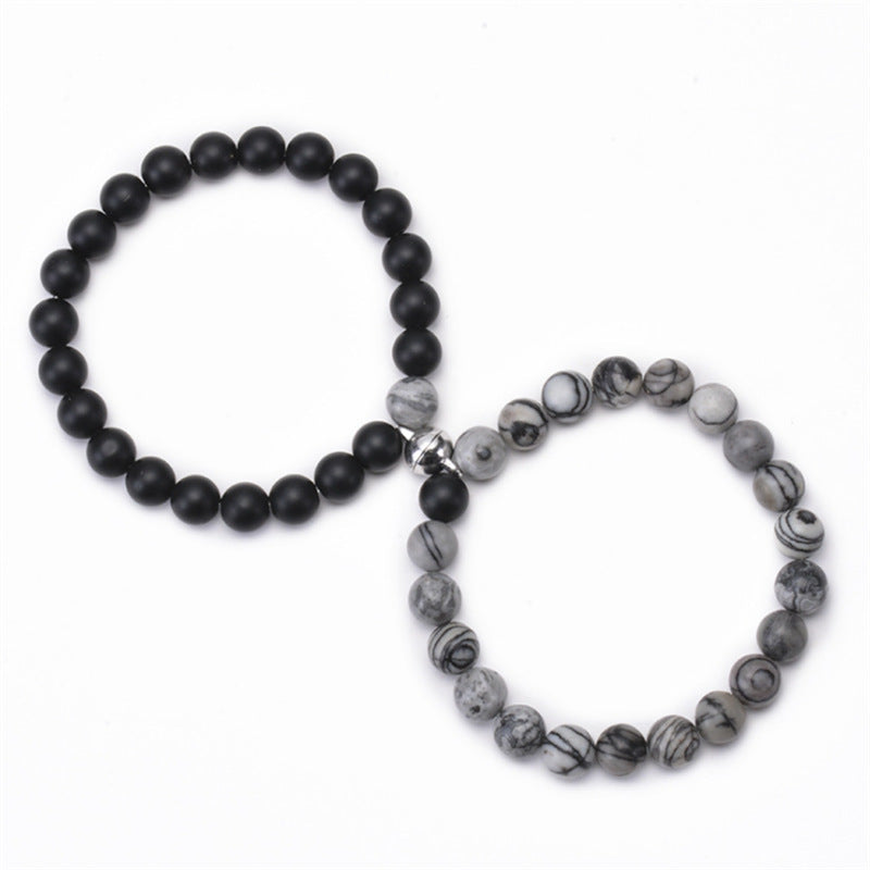 Couple Magnetic Bracelets Set Geometric Ethnic Retro Style For Anniversary Gift For Couples Keepsake Travel Go