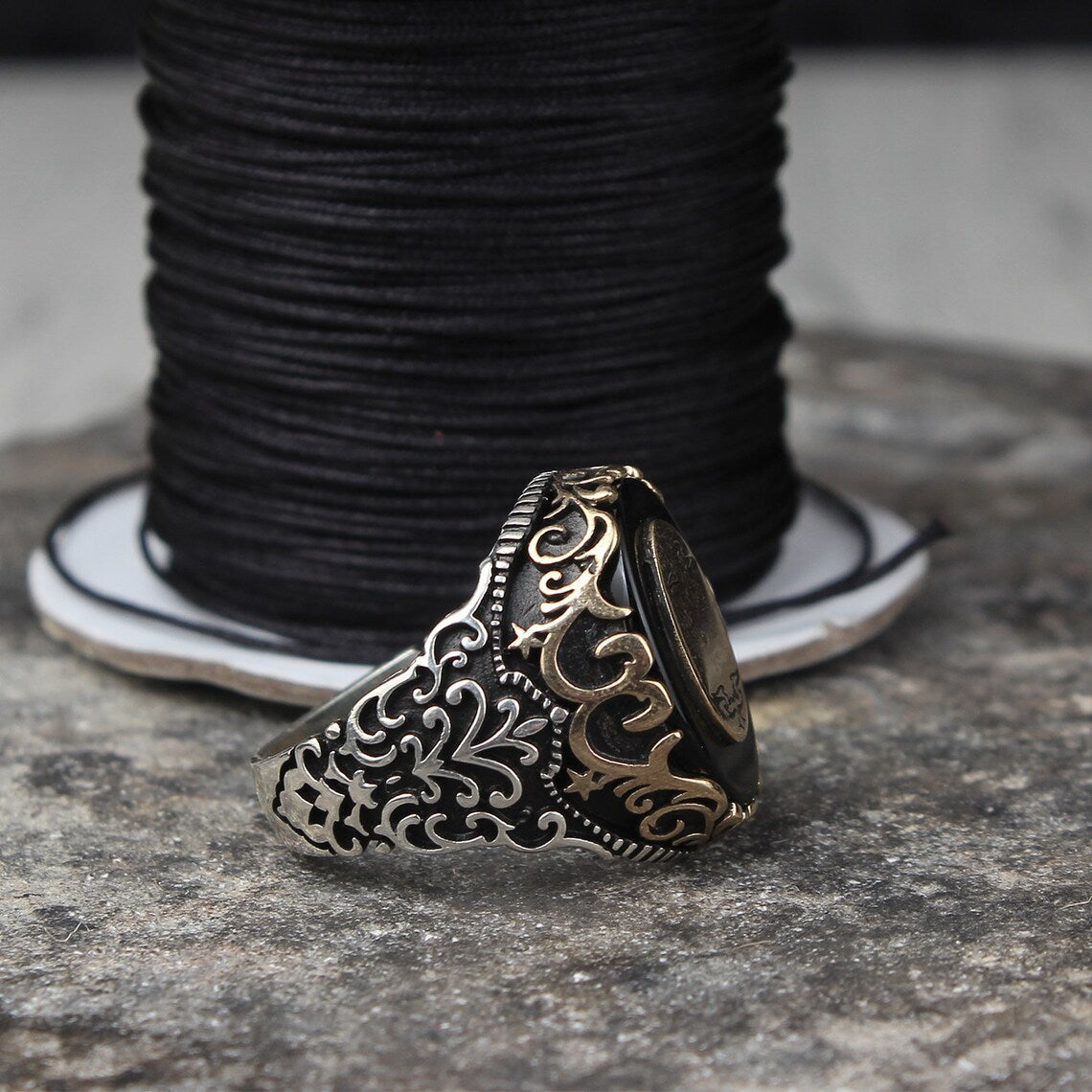 Geometric Alloy Ring Two Tone Black Zircon European Vintage Fashion Jewelry Statement Ring For Women And Girls Ring