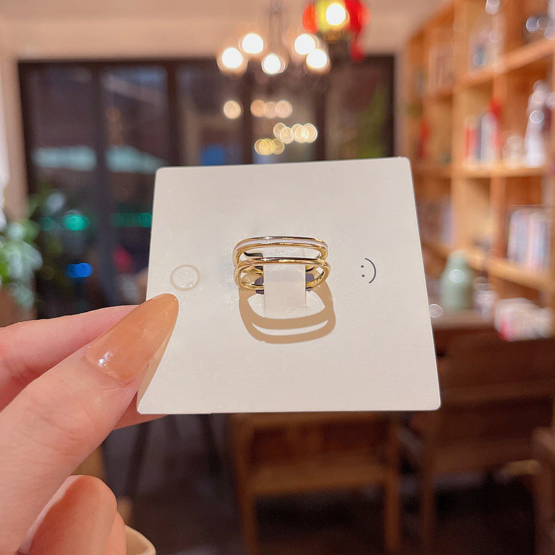 Women Adjustable Double Layer Index Finger Ring Copper Gold Plated Electroplated Finish Jewelry Gift for Her Now