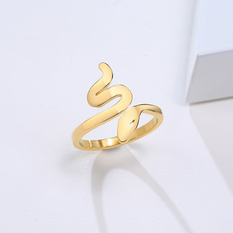 Stainless Steel Chain Ring Gold Color For Women Lady Jewelry Fashion Accessory Minimalist Geometric Ring Style Elegance